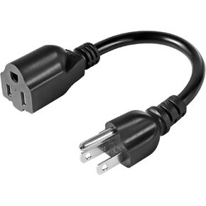 UL Listed SJT 16AWG 13A Heavy Duty Short Power Extension Cord Cable 8" - VSEER 3 Prong Grounded Outlet Saver Extension Cords Plug NEMA 5-15P to NEMA 5-15R, 8 Inch (White, 2 Pack)