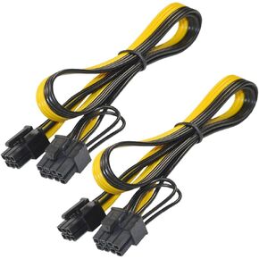 HQRP 6-Pack PCI-e PCIE Power Cable Compatible with GPU or Bitcoin Mining, 6 Pin Male to 8 Pin (6+2) Male, PCI Express Extension Cable, Motherboard Graphics Video Card Splitter Hub Cable, 20-inch