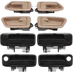 Exterior & Interior Door Handle Set Fit for 1997-2001 Toyo-ta Camry, Front & Rear & Left & Right, 6922033040, 6921033040, 6927733020, 6927833020, Driver & Passenger Handle Beige