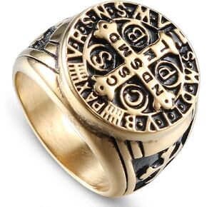 Cross Ring, Vintage Rune Jesus Cross Ring for Men, Christ Cross Ring Religious Catholic Cross Ring Jesus Cross Jewelry, Punk Knight Templar Crusader Cross Ring for mens