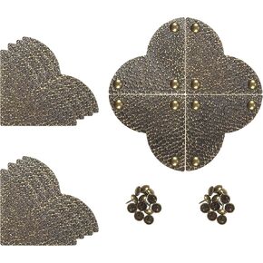 Dritz Home 44799-38 Campaign Hardware Large Hammered Quatrefoil Corner, Antique Brass (3-Pack)