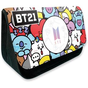 Pencil Case BTS Cute Pencil Pouch Big Capacity Bag With Zipper Pen Case For Adults Travel Cosmetic Bag Makeup Bag Storage Supplies