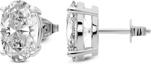 1/6 Carat - 1/2 Carat | 14K White Gold | IGI Certified Lab Grown Solitaire Diamond Stud Earrings | Oval Shape Prong Setting Friendly Diamonds Earrings in Saudi Arabia