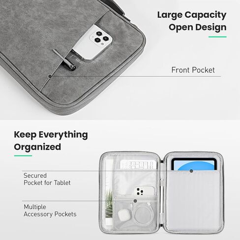 حقيبة DTTO مقاس 9-11 بوصة لجهاز iPad Air M2/iPad Pro M4 الجديد مقاس 11 بوصة، iPad 10th Gen & iPad Air 5/4th، 10.2 بوصة iPad 9/8/7th، 11 بوصة Galaxy Tab A9+، مقاومة للماء للسفر حقيبة iPad، رمادي فلكي in Kuwait