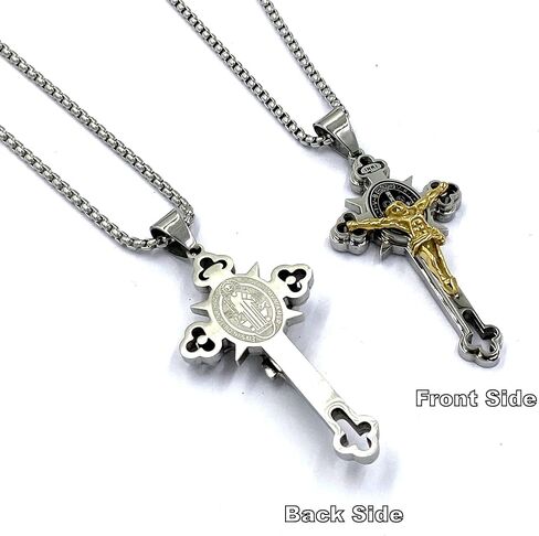 Stainless Steel St Benedict Crucifix Cross Pendants Necklace INRI in Kuwait