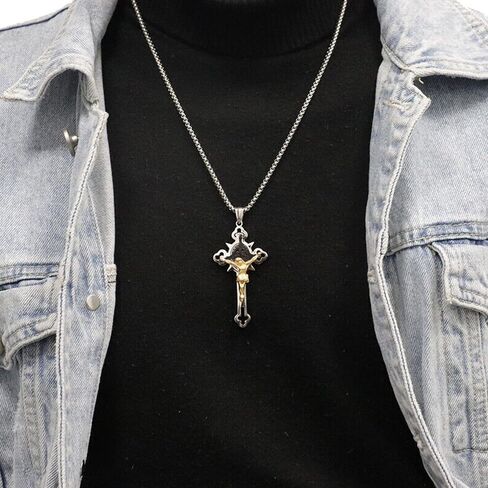 Stainless Steel St Benedict Crucifix Cross Pendants Necklace INRI in Kuwait