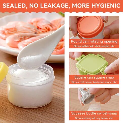 12 قطعة من زجاجات الصلصة البلاستيكية الصغيرة، صندوق توابل صغير، زجاجات ضغط التوابل، حاويات تزيين السلطة لملحقات المطبخ للشواء في الهواء الطلق (أصفر/برتقالي/أخضر/رمادي) in Kuwait