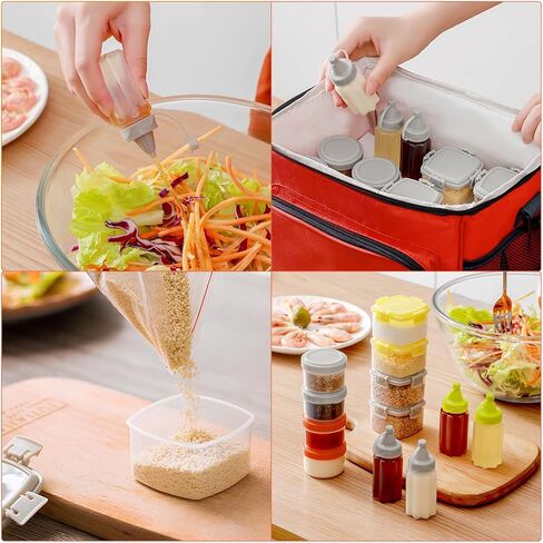 12 قطعة من زجاجات الصلصة البلاستيكية الصغيرة، صندوق توابل صغير، زجاجات ضغط التوابل، حاويات تزيين السلطة لملحقات المطبخ للشواء في الهواء الطلق (أصفر/برتقالي/أخضر/رمادي) in Kuwait
