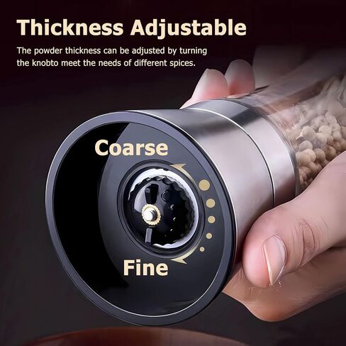 Fillable Stainless Steel Grinder Set, Adjustable Coarseness Salt And Pepper Grinder, High Glass Blender That Can Be Used for Pepper, Cumin, Sea Salt, Mung Bean (2 Pack) in Saudi Arabia