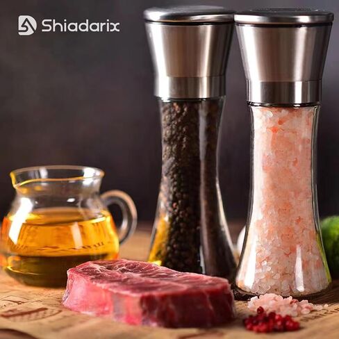 Fillable Stainless Steel Grinder Set, Adjustable Coarseness Salt And Pepper Grinder, High Glass Blender That Can Be Used for Pepper, Cumin, Sea Salt, Mung Bean (2 Pack) in Saudi Arabia
