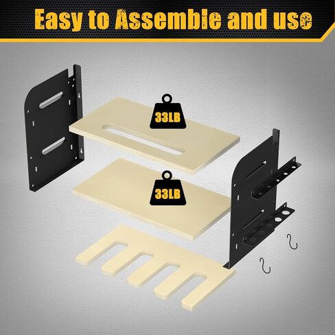 منظم أدوات الطاقة على الحائط، منظم أدوات لاسلكي، رف تخزين أدوات تنظيم المرآب، 3 طبقات و4 حامل مثقاب، منظم أدوات الطاقة، هدايا الآباء/عيد الميلاد للرجال (أسود، 3L-4H) in Kuwait