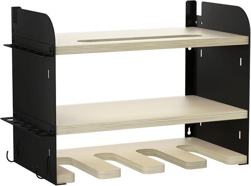 منظم أدوات الطاقة على الحائط، منظم أدوات لاسلكي، رف تخزين أدوات تنظيم المرآب، 3 طبقات و4 حامل مثقاب، منظم أدوات الطاقة، هدايا الآباء/عيد الميلاد للرجال (أسود، 3L-4H) in Kuwait