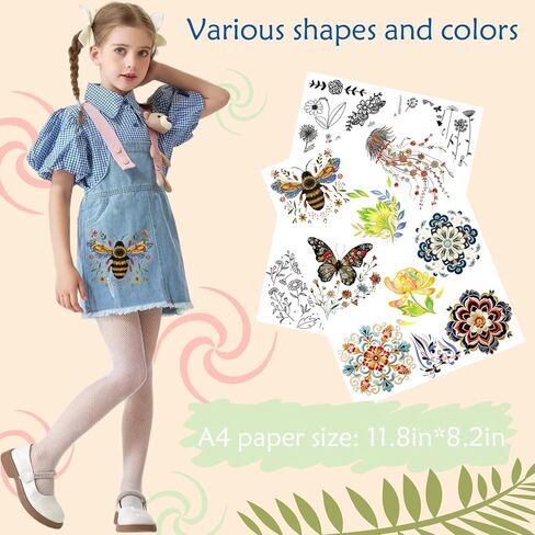 عصا وغرزة التطريز ورقة أنماط التطريز القابلة للذوبان في الماء مثبتات الخياطة مع الزهور المطبوعة مسبقا وأوراق نقل نمط للخياطة اليدوية in Kuwait