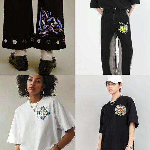 عصا وغرزة التطريز ورقة أنماط التطريز القابلة للذوبان في الماء مثبتات الخياطة مع الزهور المطبوعة مسبقا وأوراق نقل نمط للخياطة اليدوية in Kuwait