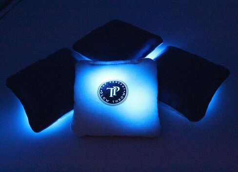 Glow Throw Light Up Cornhole Bags with LEDs - Regulation Size & Weight for Competition - Set 4 Dual Sided (Stick & Slick) Bean Bags, Backyard Fun for Family & Friends (Blue) in Saudi Arabia