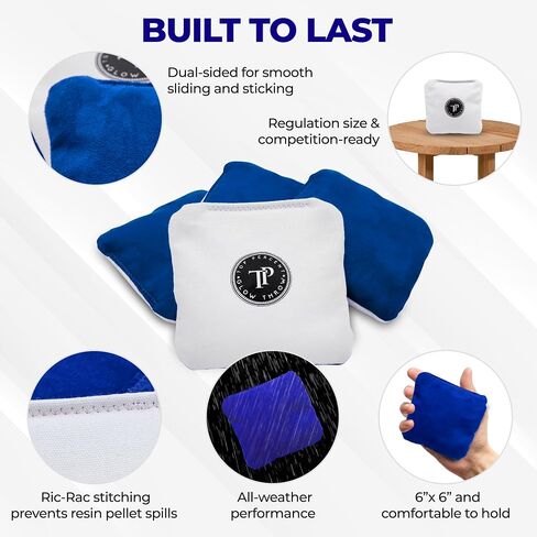 Glow Throw Light Up Cornhole Bags with LEDs - Regulation Size & Weight for Competition - Set 4 Dual Sided (Stick & Slick) Bean Bags, Backyard Fun for Family & Friends (Blue) in Saudi Arabia