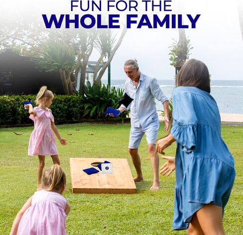 Glow Throw Light Up Cornhole Bags with LEDs - Regulation Size & Weight for Competition - Set 4 Dual Sided (Stick & Slick) Bean Bags, Backyard Fun for Family & Friends (Blue) in Saudi Arabia