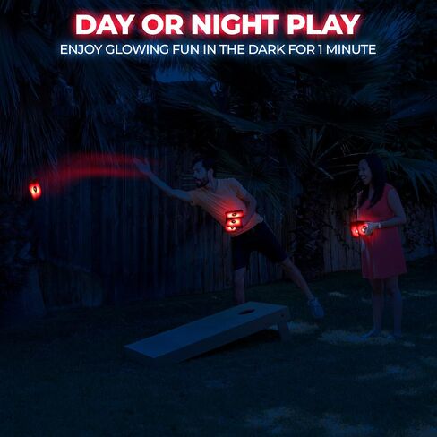 Glow Throw Light Up Cornhole Bags with LEDs - Regulation Size & Weight for Competition - Set 4 Dual Sided (Stick & Slick) Bean Bags, Backyard Fun for Family & Friends (Blue) in Saudi Arabia