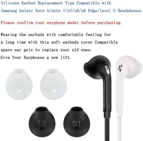 10 Pairs Silicone Earbud Cover Tips Replacement Ear Gels Buds Compatible with Samsung Galaxy Note 5/note 7/s7/s6/s6 Edge/level U Bluetooth Wireless Earbuds Headphone Rubber Tips(White) in Kuwait