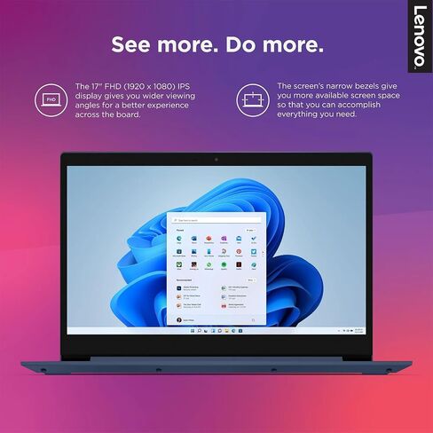 Lenovo 17.3'' IdeaPad Laptop, Intel Core i5-10210U Processor, 36GB RAM, 2TB SSD, FHD IPS Anti-Glare Display, Fingerprint Reader, Type-C, 4-1 Card Reader, Wi-Fi, Win 11 Home, w/WOWPC Bundle in Saudi Arabia