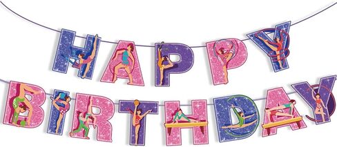 37 قطعة من لوازم حفلات الجمباز بما في ذلك لافتة عيد ميلاد سعيد، وغطاء كعكة الجمباز وأغطية الكب كيك، وبالونات الجمباز، وحفلة موضوع الجمباز للياقة البدنية لتزيين حفلات أعياد الميلاد للفتيات in Kuwait