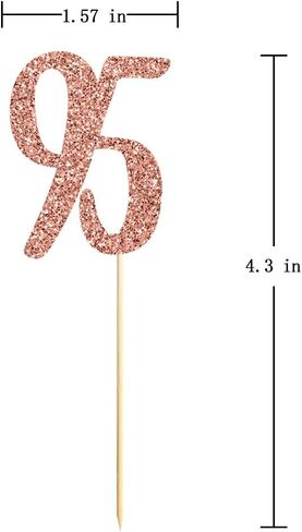 Rose Gold 95th Birthday Cupcake Topper, 24-Pack Number 95 Glitter Happy Birthday Party Cupcake Toppers, Decorations in Saudi Arabia