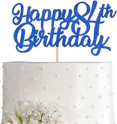 غلاف كعكة عيد الميلاد الأزرق السعيد 84، زينة كعكة عيد الميلاد باللون الأزرق الملكي اللامع حتى 84 عامًا، توريد in Saudi Arabia