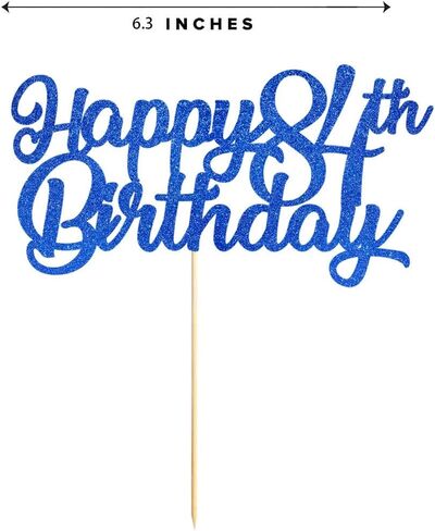 غلاف كعكة عيد الميلاد الأزرق السعيد 84، زينة كعكة عيد الميلاد باللون الأزرق الملكي اللامع حتى 84 عامًا، توريد in Saudi Arabia