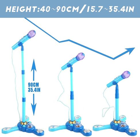 Kids Karaoke Machine with Adjustable Stand,Kids Microphone Music Sing Along with Flashing Stage Light and Pedals Gift for Kids (Blue) in Saudi Arabia