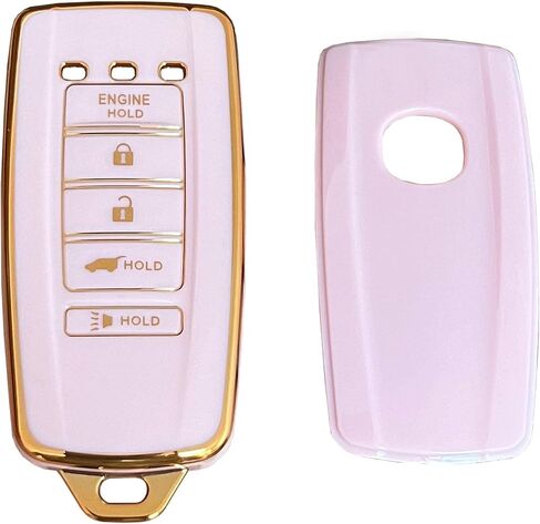 TPU for Acura Key Fob Cover with Keychain Keyless Entry Remote Control Key Fit for Acura ILX MDX RDX RLX TLX Smart Key Shell (White, 5-Buttons) in Kuwait