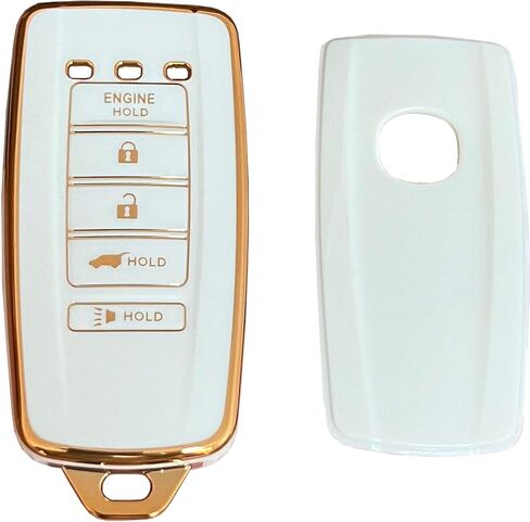TPU for Acura Key Fob Cover with Keychain Keyless Entry Remote Control Key Fit for Acura ILX MDX RDX RLX TLX Smart Key Shell (White, 5-Buttons) in Kuwait