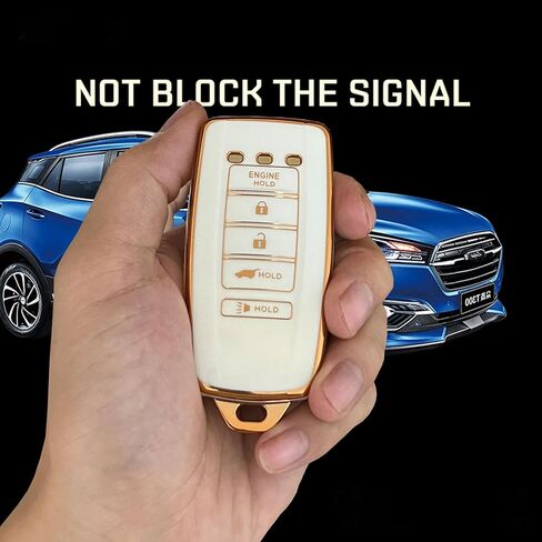 TPU for Acura Key Fob Cover with Keychain Keyless Entry Remote Control Key Fit for Acura ILX MDX RDX RLX TLX Smart Key Shell (White, 5-Buttons) in Kuwait