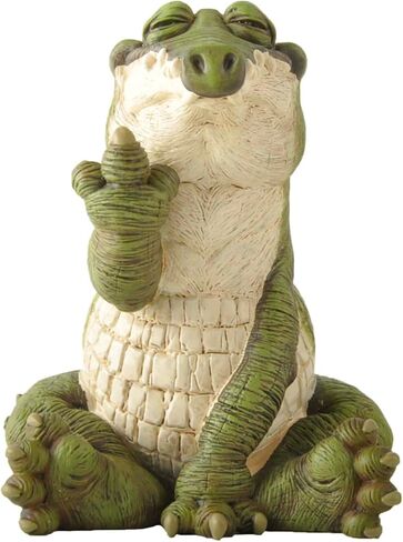Whimsical Hilarious Alligator Rasing Middle Finger Figurine Funny Garden Decor - Indoor Outdoor Garden Statue - Fun Decor for The Home and Garden in Saudi Arabia