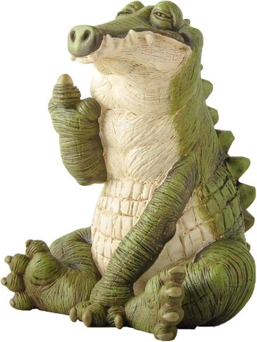 Whimsical Hilarious Alligator Rasing Middle Finger Figurine Funny Garden Decor - Indoor Outdoor Garden Statue - Fun Decor for The Home and Garden in Saudi Arabia