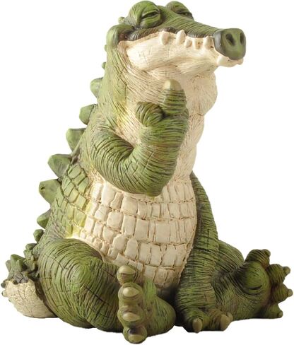 Whimsical Hilarious Alligator Rasing Middle Finger Figurine Funny Garden Decor - Indoor Outdoor Garden Statue - Fun Decor for The Home and Garden in Saudi Arabia
