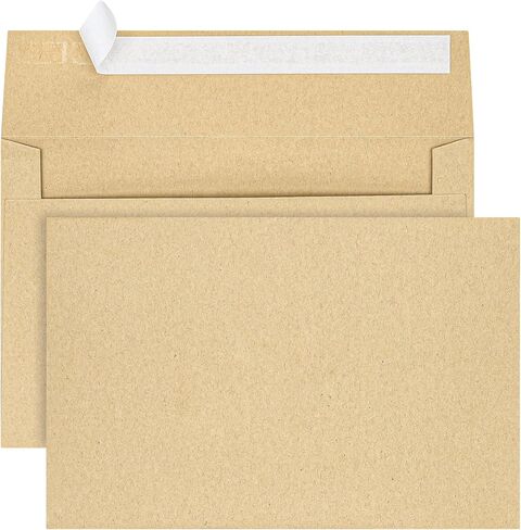 مظاريف بطاقات التهنئة من العلامة التجارية Office Depot®، A9، 5-3/4 بوصة × 8-3/4 بوصة، ختم نظيف، كرافت بني، صندوق مكون من 25 قطعة in Saudi Arabia