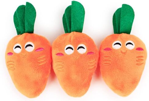 ألعاب للكلاب الصغيرة - ألعاب تفاعلية للكلاب على شكل جرو من القطيفة للمضغ وتصدر أصوات خضار وجزر مبتسمة - مجموعة من 3 قطع in Kuwait