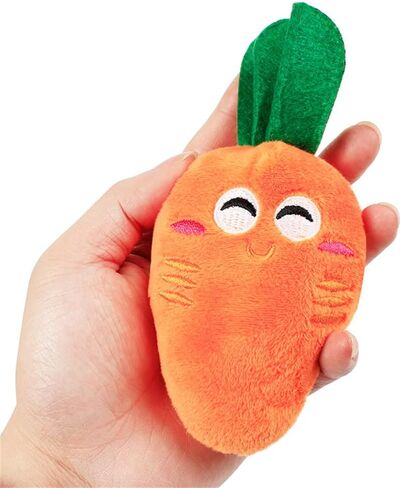 ألعاب للكلاب الصغيرة - ألعاب تفاعلية للكلاب على شكل جرو من القطيفة للمضغ وتصدر أصوات خضار وجزر مبتسمة - مجموعة من 3 قطع in Kuwait