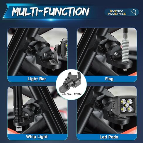 Whip Light Mounts, SWATOW INDUSTRIES 2PCS Whip Lights Mounting Brackets LED Whip Light Mount Antenna Lighted Whip UTV Pro-Fit Brackets for Polaris Ranger General Can am Defender Commander Maverick in Saudi Arabia