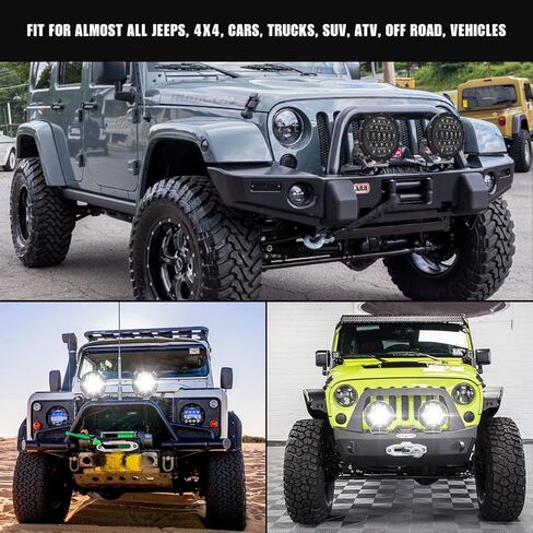 AUDEXEN 300W 9 بوصة ضوء عمل LED دائري، أضواء جراب مدمجة EMC، أضواء قيادة عالية/منخفضة الشعاع مع دعامة تثبيت قابلة للتعديل، متوافق مع سيارة شاحنة الطرق الوعرة Jeep UTV ATV 4X4، قطعة واحدة in Kuwait