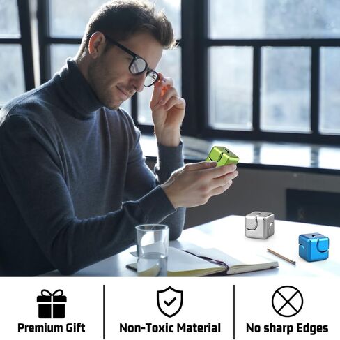 Fidgets Cube Spinner for Kid Adult,Infinity Cube Gear Transformable Spinning Top Metallic Toys for Anti-Anxiety Stress Relief Autism ADHD, Deformable 2-in-1 Fidget Block Focus Toy Gift Prize Silver in Saudi Arabia