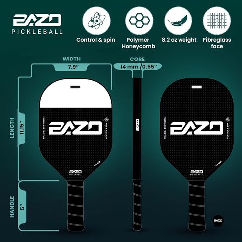 Paddles – Professional Pickleball Paddles – 14MM Pickleball Rackets with Fiberglass Surface and Honeycomb Core – Pickle Ball Paddles with Anti-Grip Handle, Edge Shield, Regular, black in Saudi Arabia