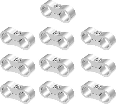 X AUTOHAUX 10pcs Car AN8 16mm Hose Separator Clamp Oil Line Brake Line Aluminum Alloy Bracket Fuel Line Mounting Divider Silver Tone in Saudi Arabia