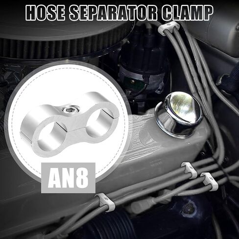 X AUTOHAUX 10pcs Car AN8 16mm Hose Separator Clamp Oil Line Brake Line Aluminum Alloy Bracket Fuel Line Mounting Divider Silver Tone in Saudi Arabia
