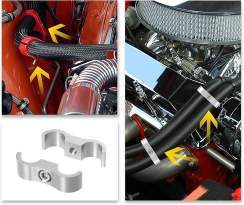 X AUTOHAUX 10pcs Car AN8 16mm Hose Separator Clamp Oil Line Brake Line Aluminum Alloy Bracket Fuel Line Mounting Divider Silver Tone in Saudi Arabia