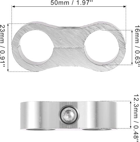 X AUTOHAUX 10pcs Car AN8 16mm Hose Separator Clamp Oil Line Brake Line Aluminum Alloy Bracket Fuel Line Mounting Divider Silver Tone in Saudi Arabia