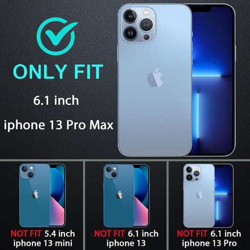 for iphone 13 Pro Max Case, Military Grade 3 in 1 Heavy Duty Shockproof/Drop Proof/Dust Proof Case with 2Pcs Tempered Glass Screen Protector (Black/Grey) in Saudi Arabia