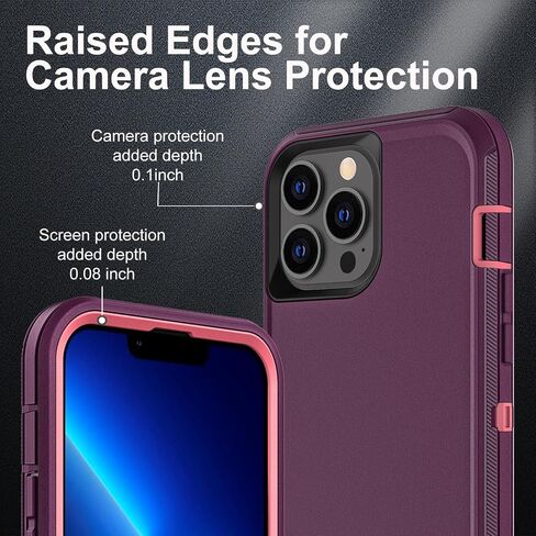 for iphone 13 Pro Max Case, Military Grade 3 in 1 Heavy Duty Shockproof/Drop Proof/Dust Proof Case with 2Pcs Tempered Glass Screen Protector (Black/Grey) in Saudi Arabia