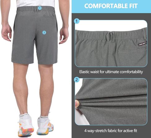 Little Donkey Andy Men's Bermuda 9 Inch Lightweight Quick Dry Stretch Shorts Golf Hiking Travel in Kuwait