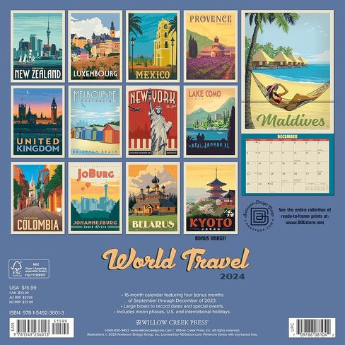 Willow Creek Press World Travel (ADG) Monthly 2024 Wall Calendar (12" x 12") in Saudi Arabia